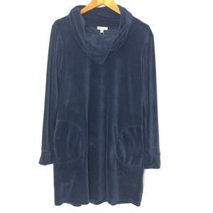 Max Studio- Navy Velour Cowl Neck Trapeze Mini Dress - Size Large-NWT